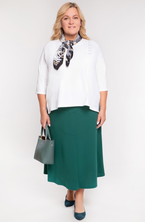 Bluza MDR24 alba, marimi mari 52-54, maneci 3/4, decolteu rotund