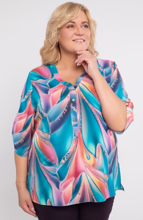 Bluza cu modele roz si albastre