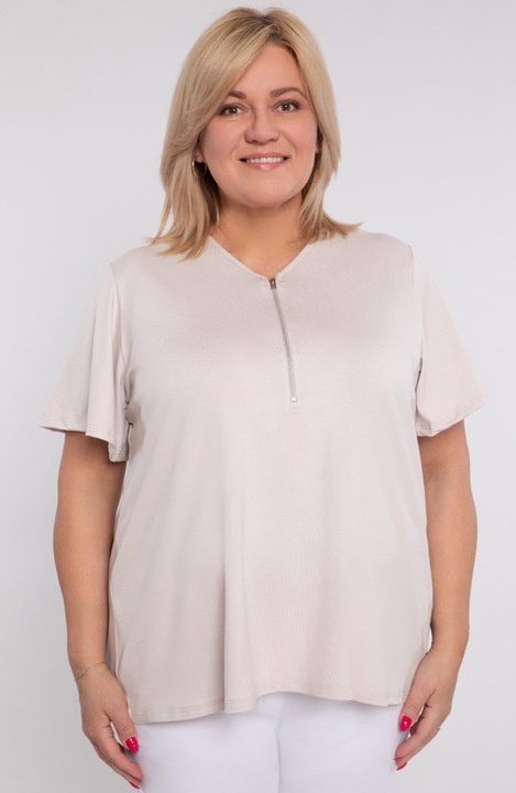 Bluza MDR24 bej, fermoar, manecă scurtă, 48-50 EU