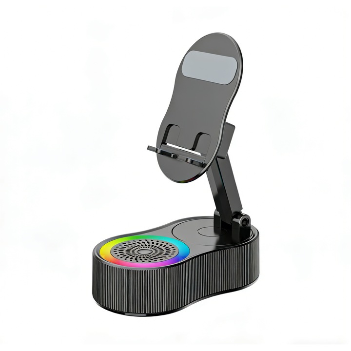 Suport pentru telefon cu boxă Bluetooth, încărcare wireless, design 3 în 1, multicolor