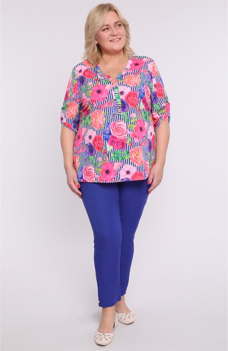 Розова блуза с флорален принт