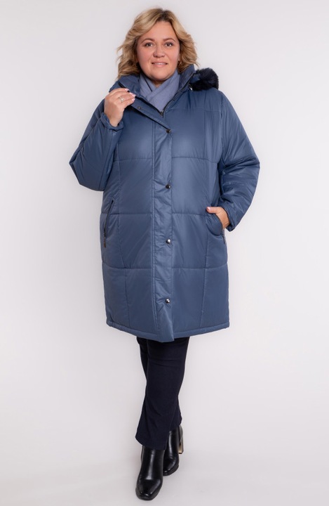 Geaca albastra de iarna cu decor