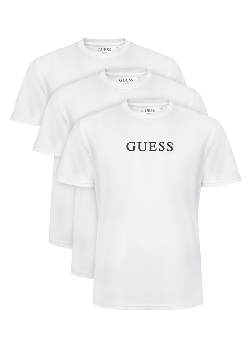 Set 3 tricouri barbati, Guess, bumbac, alb, 2XL INTL