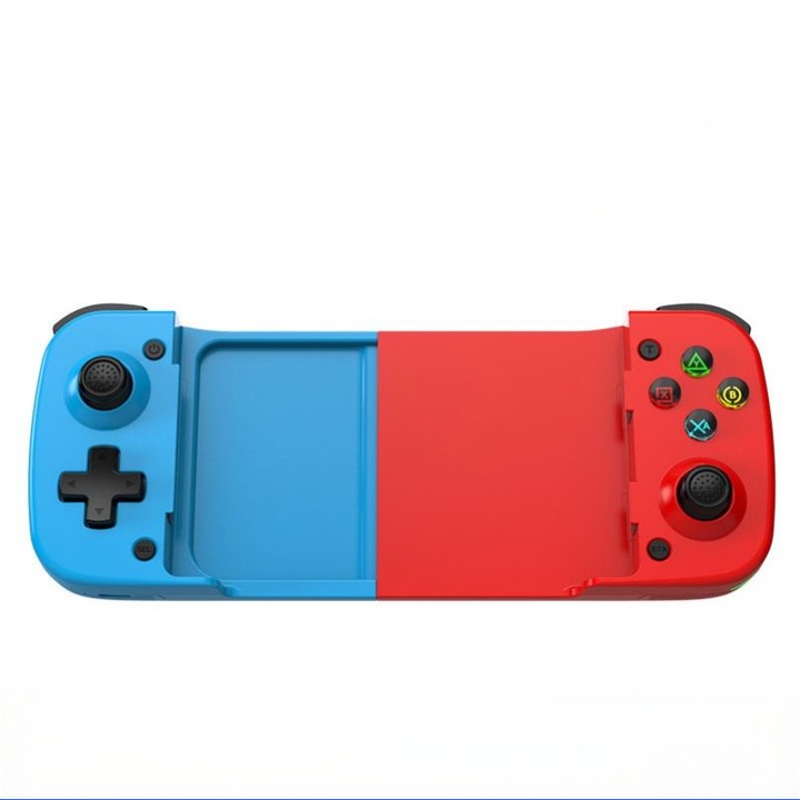 Gamepad wireless D3S 1, suport reglabil, culoare roșu și albastru, pentru smartphone și tabletă