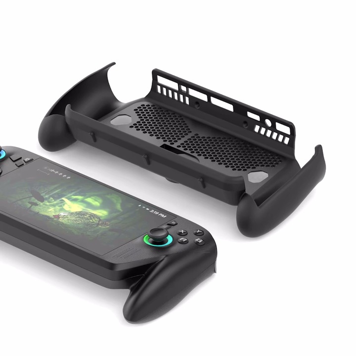 Husa de protectie TPU JYS-X156 pentru ASUS ROG Ally & Ally X, Kickstand integrat, Textura anti-alunecare, Absorbtie socuri, Design ergonomic, Negru