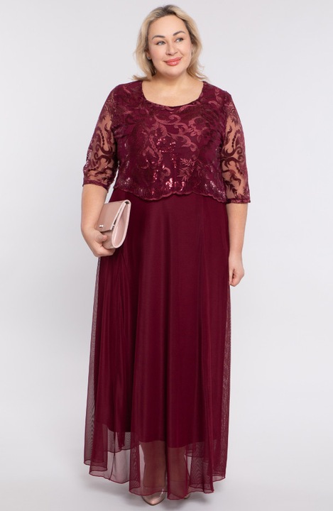 Rochie burgundy cu dantela si paiete