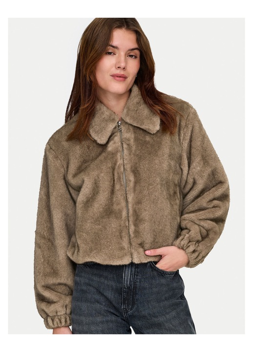 Palton dama, Only, Fermoar, Bej, Poliester reciclat, Bej, S