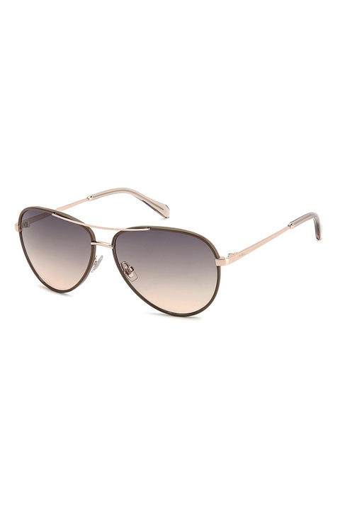 Fossil, Ochelari de soare aviator cu lentile in degrade, 59-14-140, Auriu/Bronz