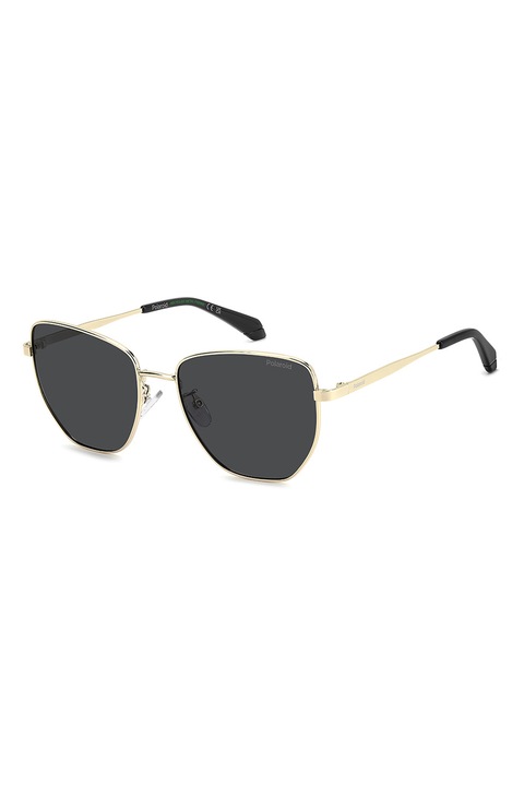 Polaroid, Ochelari de soare cat-eye polarizati, 56-18-140, Auriu/Negru