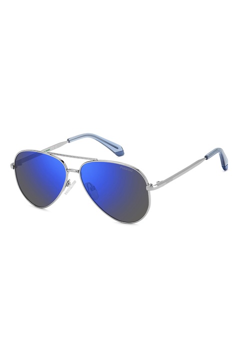 Polaroid, Aviator napszemüveg polarizált lencsékkel, 55-12-135, Kék/Ezüstszín