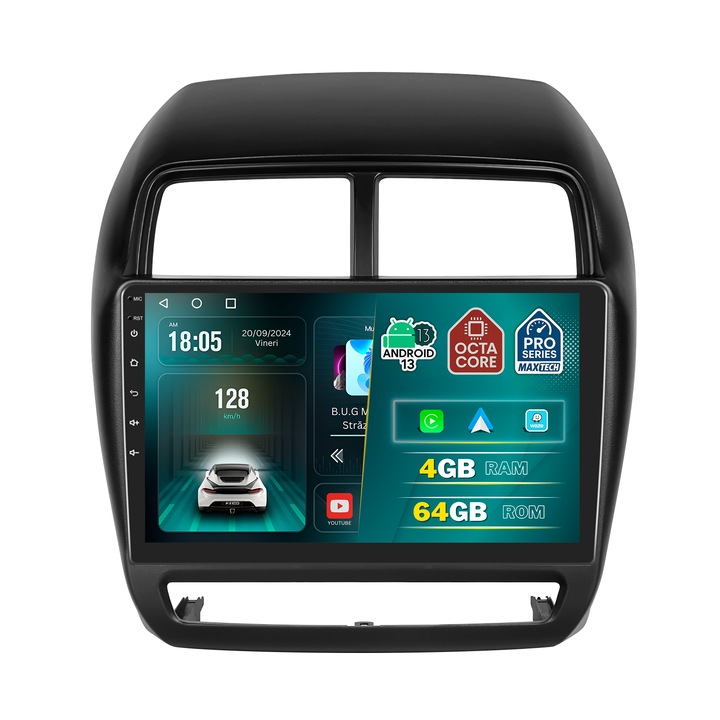 Navigatie Mitsubishi ASX (2019-2021) dedicata, MaxTech® PRO SERIES, 4 GB Ram 64 GB Rom OctaCore, Carplay & Android auto, Ecran 10 ” HD Touch, GPS, Wifi, Bluetooth