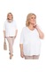 Bluza dama MDR24, alb, decolteu V, maneci 3/4, 52-54 EU