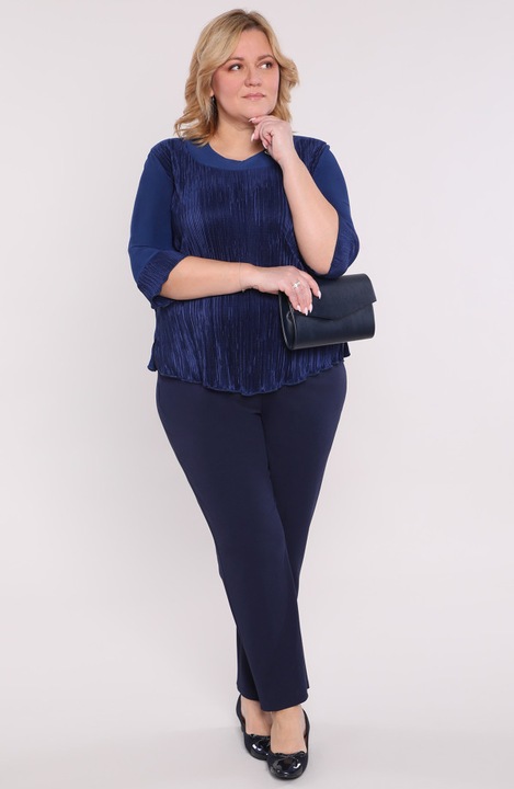 Bluza dama MDR24 bleumarin cu pliuri, 52-54 EU