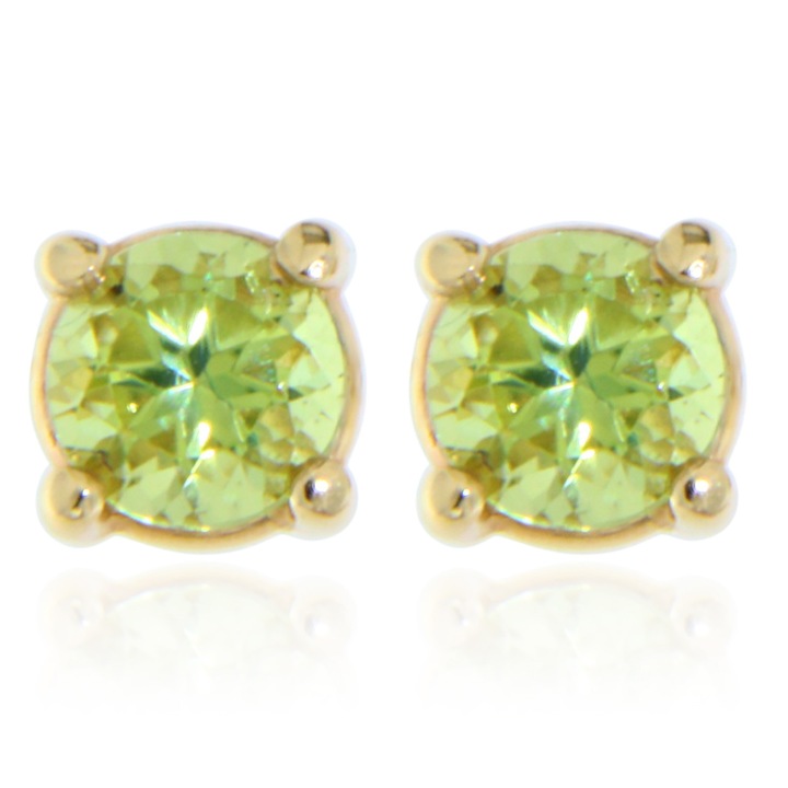 Cercei stud Aur Galben 14K cu Peridot Natural 3 mm, 0.70 g