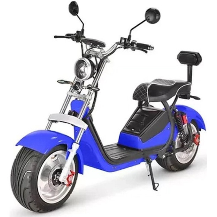Scuter electric, motor 1500W, viteză maximă 25 km/h, autonomie 50 km, suspensie hidraulică, certificat COC inclus