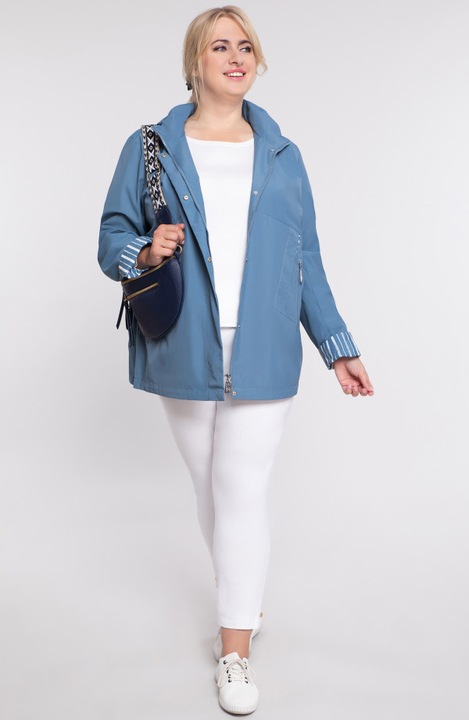 Синьо райено яке с качулка