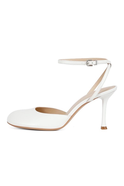 Potamy, Pantofi din piele cu catarama, Alb, 36