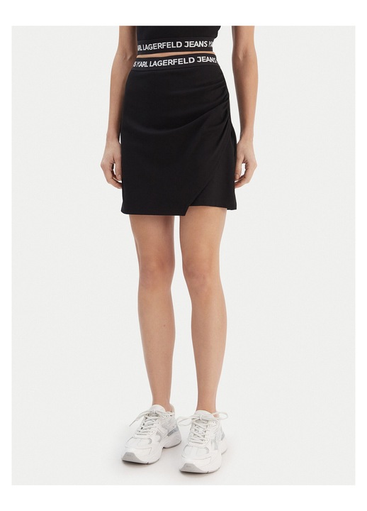 Fusta mini, Karl Lagerfeld Jeans, neagra, 67% viscoza, 28% poliamida, 5% elastan, pentru femei