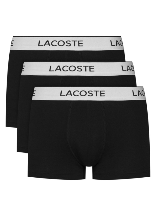 Set 3 perechi boxeri Barbati, Lacoste, Negru, bumbac