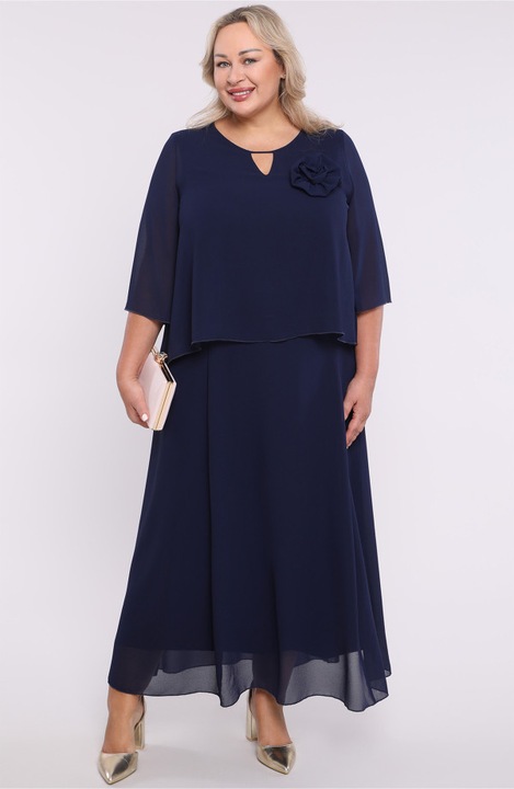 Rochie eleganta bleumarin cu decoratiuni