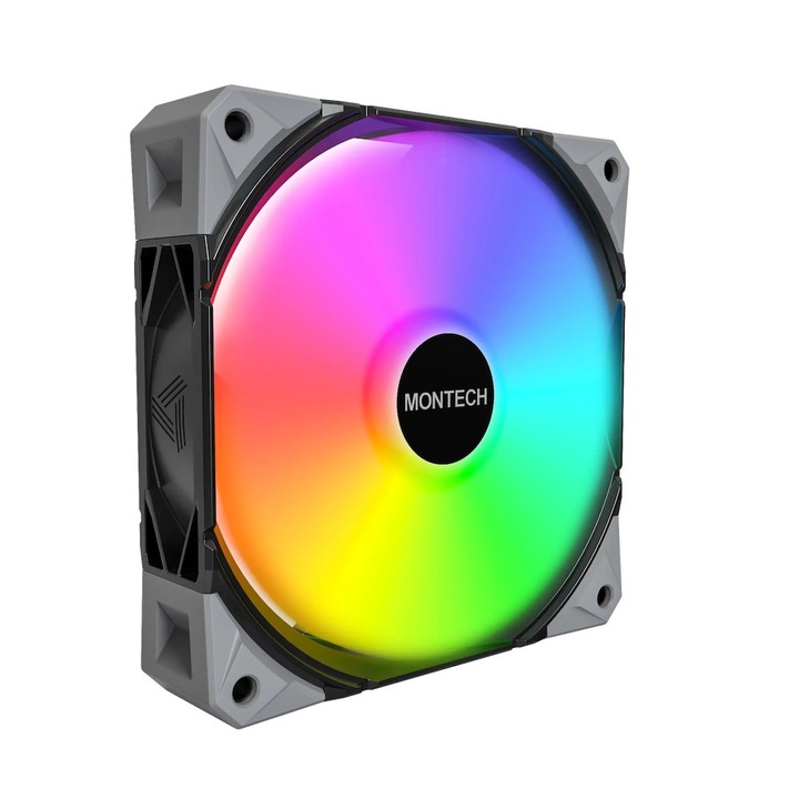 Ventilator PC 120x120x28mm, Montech E28, PWM, ARGB, Negru