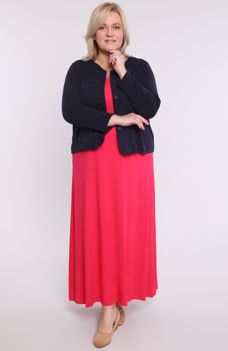 Rochie lunga roz tricotata