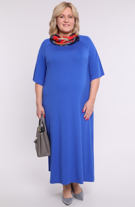 Rochie lunga in albastru floarea de colt