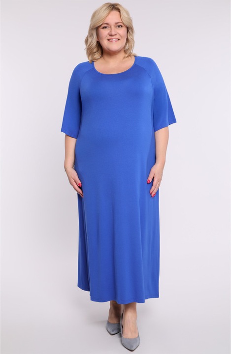 Rochie lunga in albastru floarea de colt