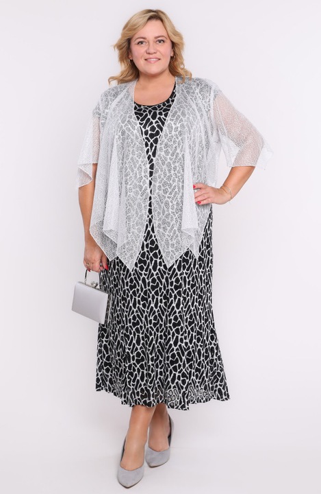 Rochie lunga neagra cu panza de paianjen argintie