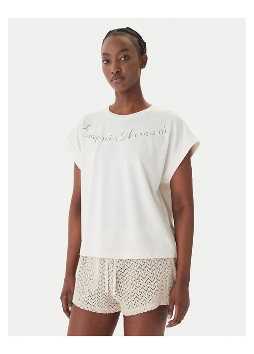 Tricou dama, Emporio Armani, alb, viscoza/poliester/elastan