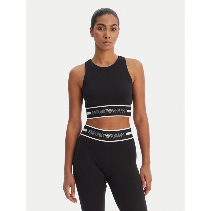 Bustiera dama, Emporio Armani Underwear, bumbac organic, negru, Negru, S