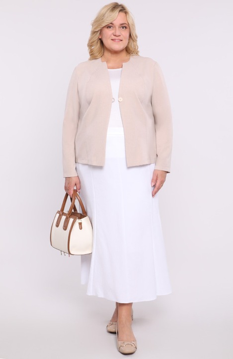 Jacheta bej din in cu buzunare