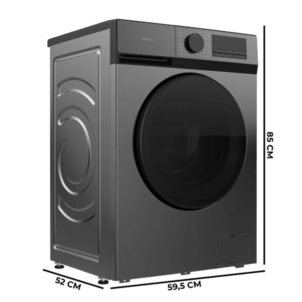 Masina de spalat rufe Cecotec, Bolero DressCode 8450 Inverter Steel, capacitate de spalare 8 kg, viteza max. centrifugare 1400 rpm, 16 programe prestabilite, clasa A, tehnologie motor Inverter Plus, SteamMax, functie Drum Clean, Allergy Care, inox