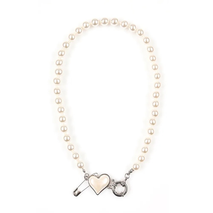 Colier cu perle si pandantiv inima