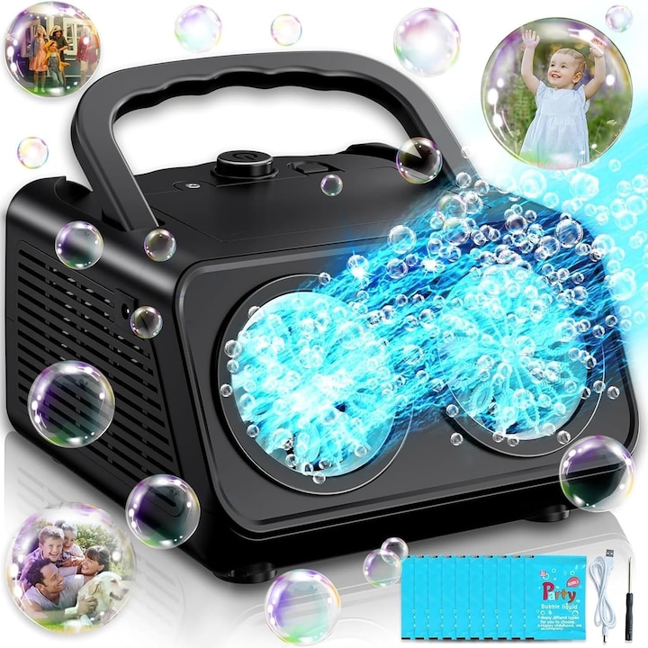 Masina de bule TodyJeyHo, 18000 bule/min, 2 viteze, alimentare USB/baterie, portabilă, pentru copii 3+, petreceri