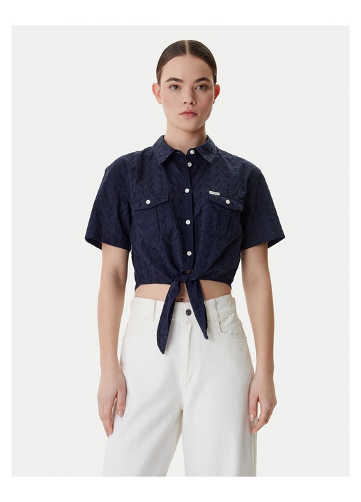 Camasa dama, Guess Jeans, bumbac, bleumarin, sistem inchidere nasturi