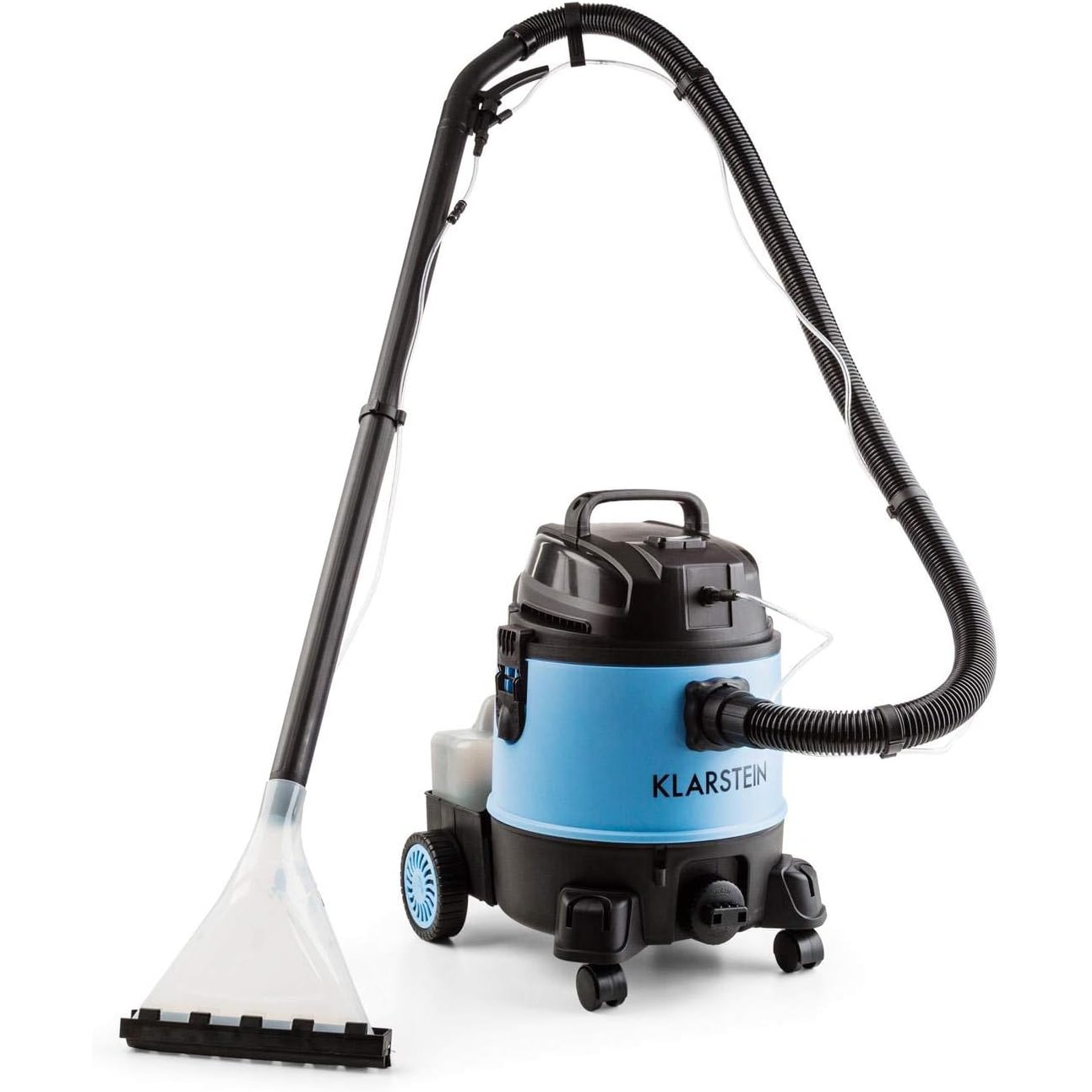 Klarstein Cleanroom 2G Aspirator Umed/Uscat cu Spalare Covoare, 1250 W, Rezervor 20 L, Functie Shampoo, Accesorii Multiple, Negru/Albastru