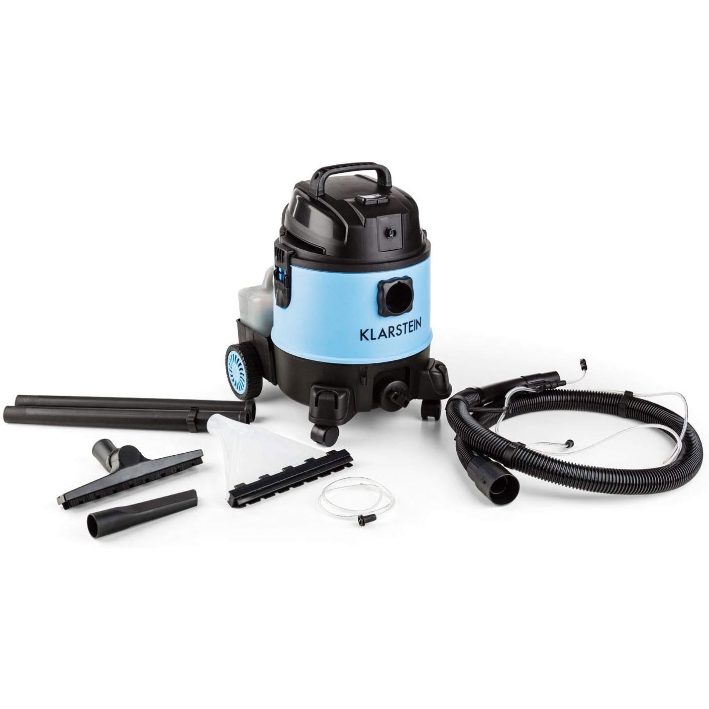 Klarstein Cleanroom 2G Aspirator Umed/Uscat cu Spalare Covoare, 1250 W, Rezervor 20 L, Functie Shampoo, Accesorii Multiple, Negru/Albastru