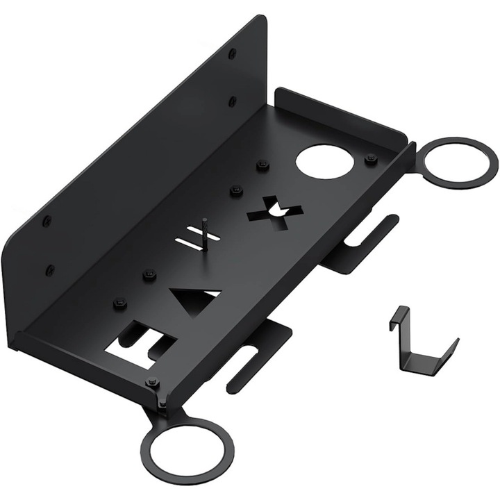 Suport de perete universal JYS P5213 pentru PS5 & PS5 Slim, Include suport controller si suport casti, Constructie metalica robusta, Management spatiu, Negru