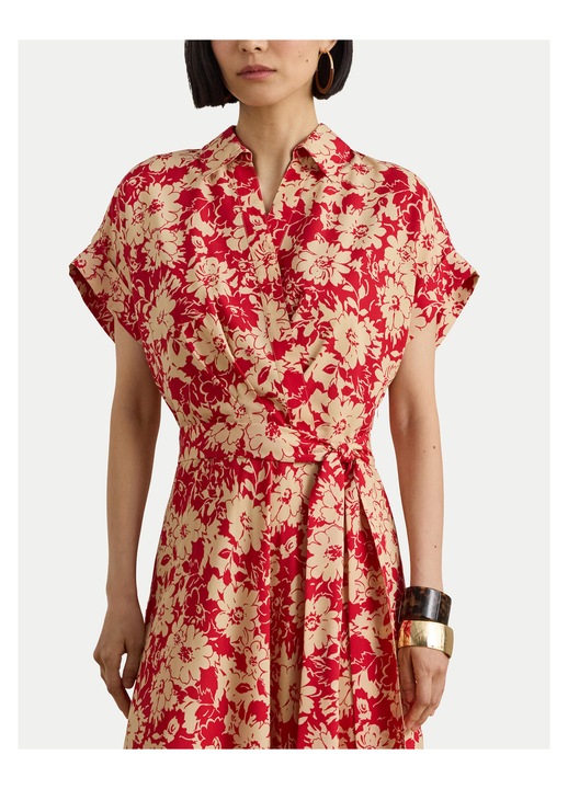 Rochie camasa lauren ralph lauren, Poliester, Rosu