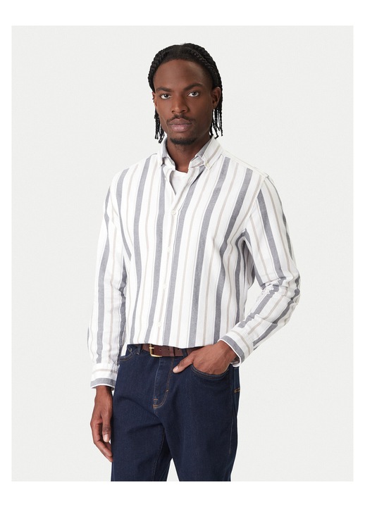 Camasa barbati Joop Jeans cu dungi, Alb/Albastru