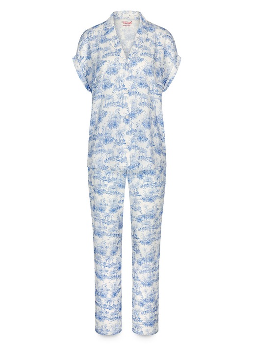 Дамски пижами, Triumph, Вискоза, копчета, син