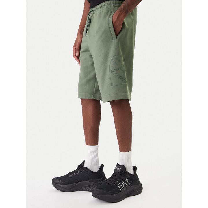 Pantaloni scurti sport barbati, EA7, bumbac, verde