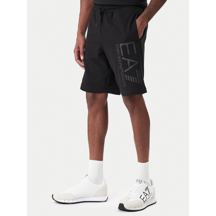 Pantaloni scurti sport barbati EA7, bumbac, negru