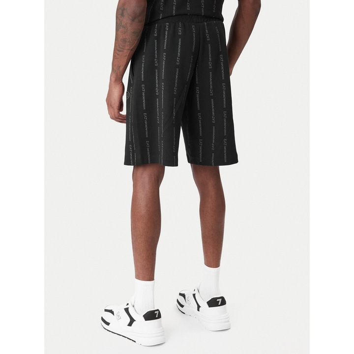 Pantaloni sport barbati, EA7, negru, bumbac si poliester