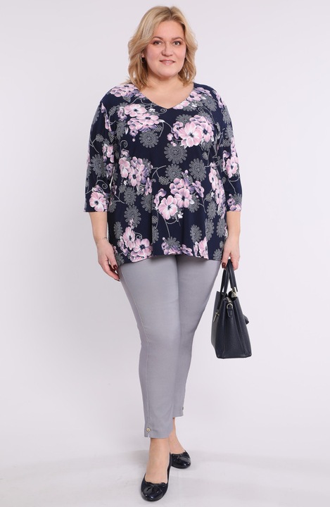 Bluza albastra cu model de frunze