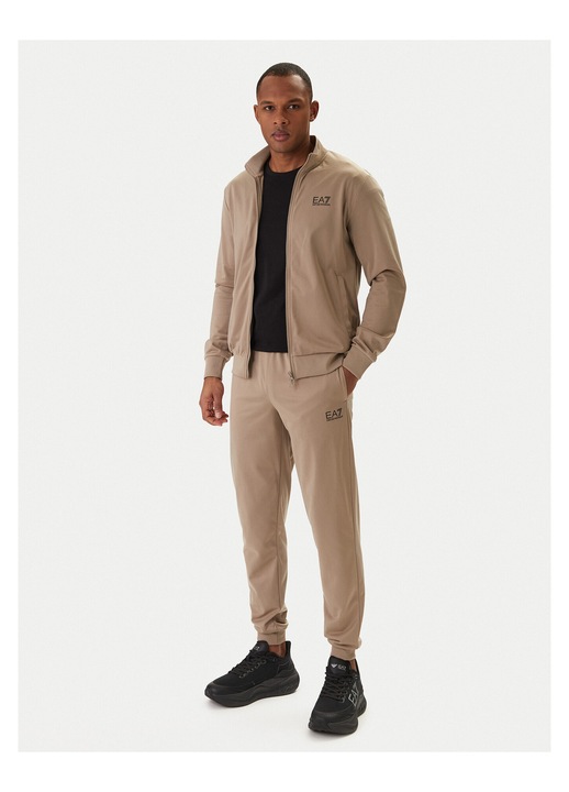 Trening lifestyle barbati, EA7, fermoar, bej, poliester/bumbac, XS INTL