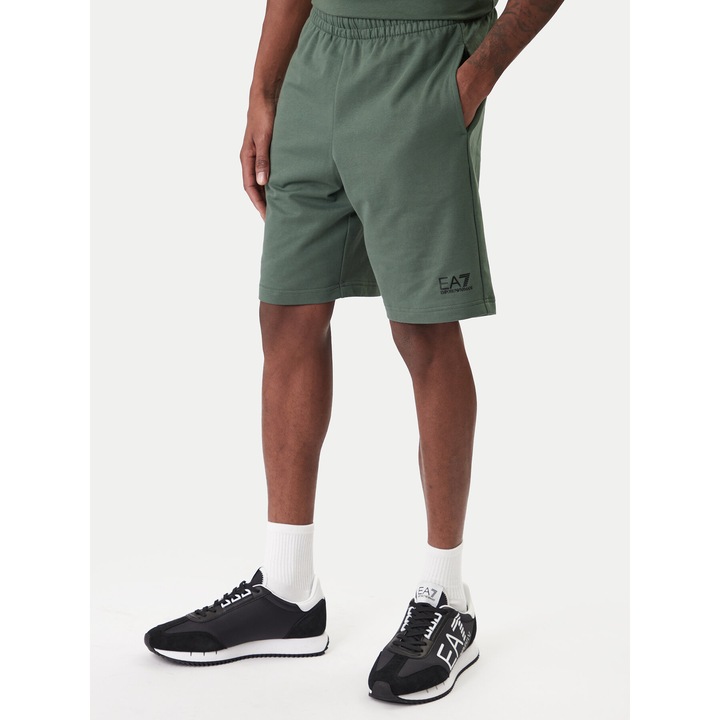 Pantaloni sport barbati, EA7, bumbac, verde