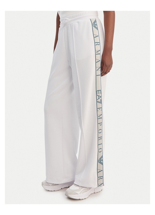 Pantaloni dama, EA7, poliester, relaxed fit, alb