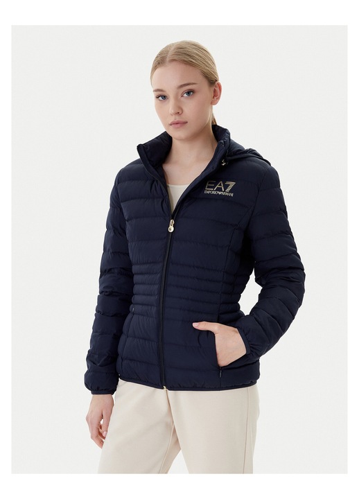 Geaca de tranzitie, EA7, bleumarin, poliester, cu fermoar, pentru femei